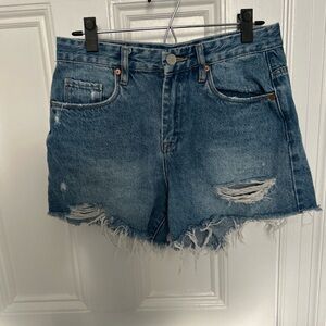 Blank NYC Distressed Blue Denim Jean Shorts
